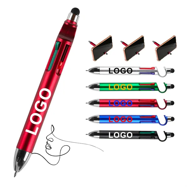 4 in 1 Multicolor Pen with Phone Stand - 4 in 1 Multicolor Pen with Phone Stand - Image 0 of 4