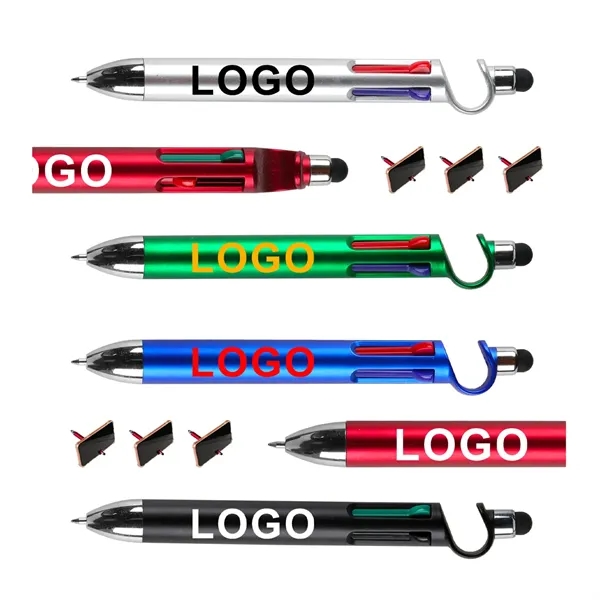 4 in 1 Multicolor Pen with Phone Stand - 4 in 1 Multicolor Pen with Phone Stand - Image 4 of 4