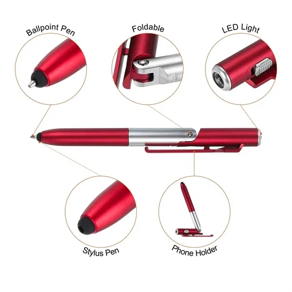 Multifunctional Ballpoint Pen with LED Light and Phone Stand - Multifunctional Ballpoint Pen with LED Light and Phone Stand - Image 1 of 2