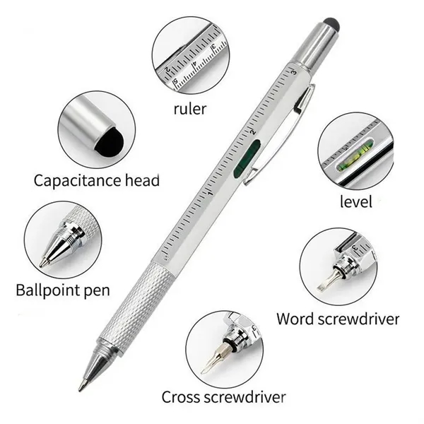 6 in 1 Multifunction Tool Pen with Ruler Stylus Screwdrivers - 6 in 1 Multifunction Tool Pen with Ruler Stylus Screwdrivers - Image 0 of 4