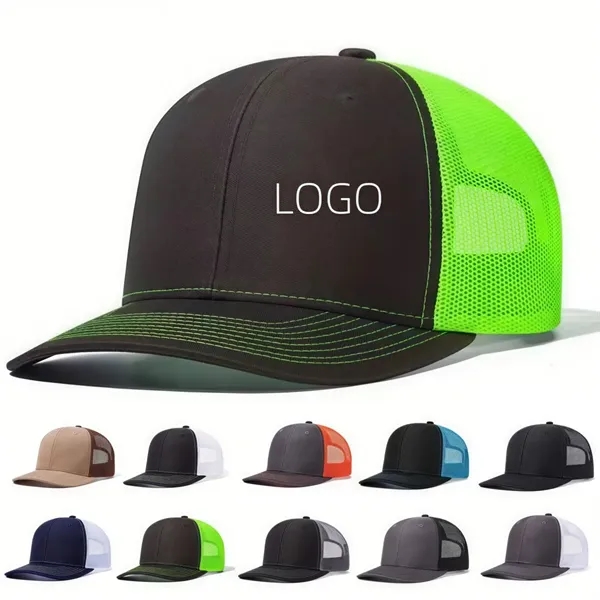 Unisex Flatbill Trucker Adjustable  Bicolor Baseball Cap - Unisex Flatbill Trucker Adjustable  Bicolor Baseball Cap - Image 0 of 6
