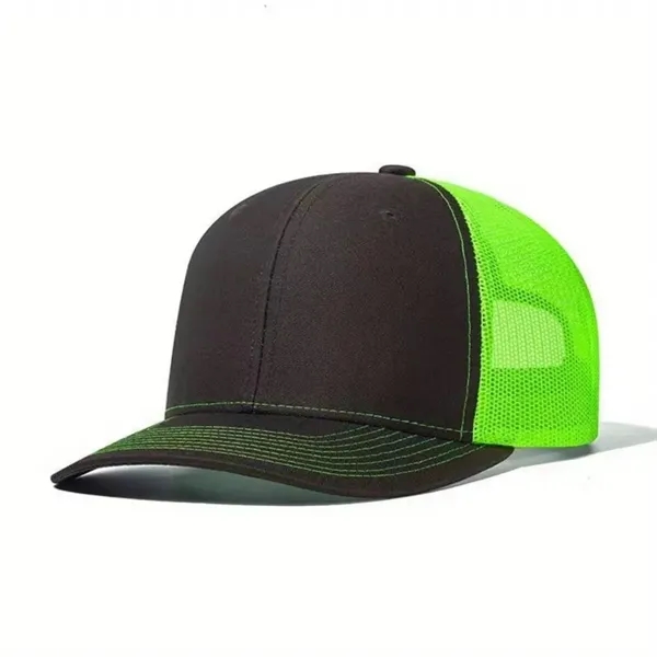 Unisex Flatbill Trucker Adjustable  Bicolor Baseball Cap - Unisex Flatbill Trucker Adjustable  Bicolor Baseball Cap - Image 4 of 6
