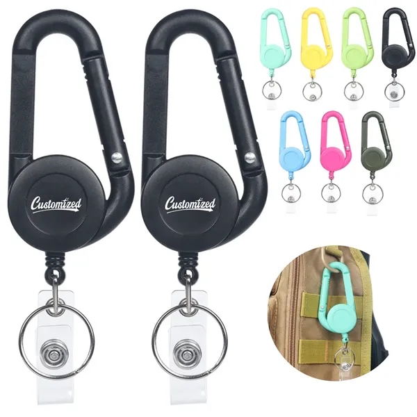Retractable Carabiner Keychain for ID Badge Keys Reel Holder - Retractable Carabiner Keychain for ID Badge Keys Reel Holder - Image 0 of 4