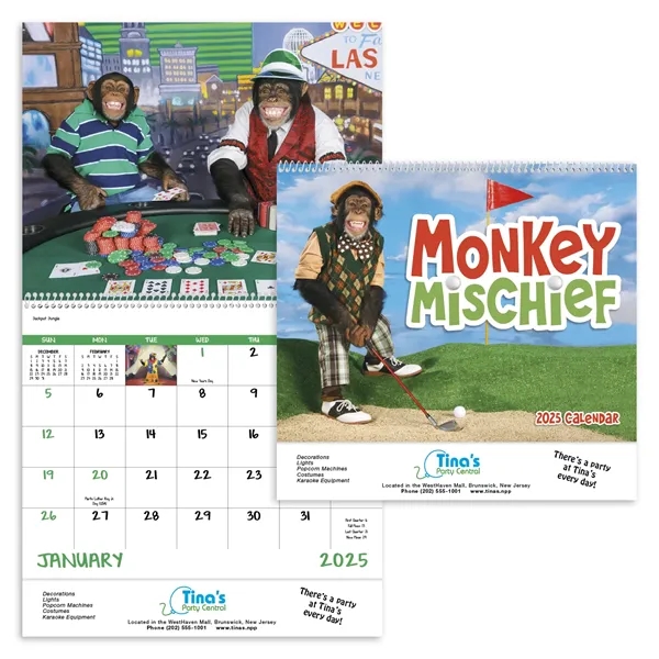 Good Value™ Monkey Mischief - Spiral Calendar - Good Value™ Monkey Mischief - Spiral Calendar - Image 0 of 2