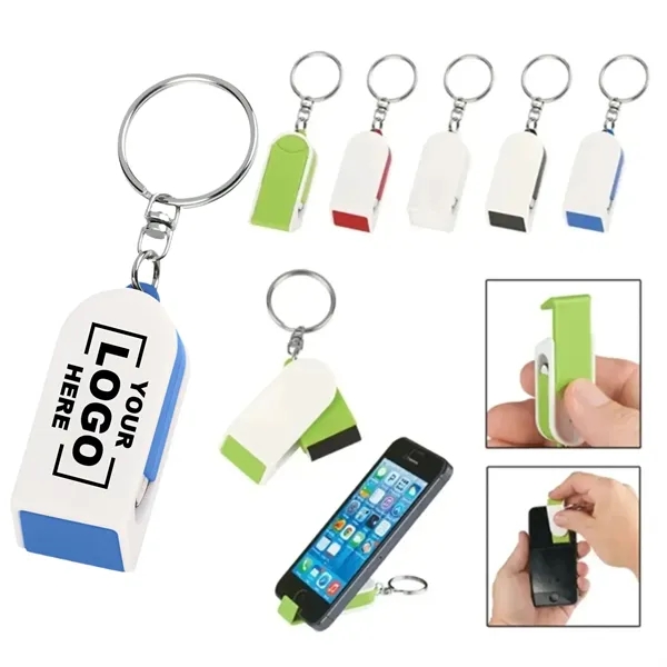 Slide-Out Phone Stand and Screen Cleaner Keychain - Slide-Out Phone Stand and Screen Cleaner Keychain - Image 0 of 6