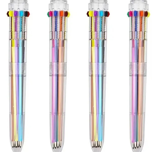 10-in-1 Rainbow Clear Transparent Journal Ballpoint Pen - 10-in-1 Rainbow Clear Transparent Journal Ballpoint Pen - Image 3 of 7