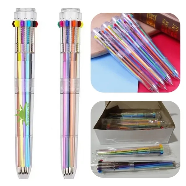10-in-1 Rainbow Clear Transparent Journal Ballpoint Pen - 10-in-1 Rainbow Clear Transparent Journal Ballpoint Pen - Image 0 of 7