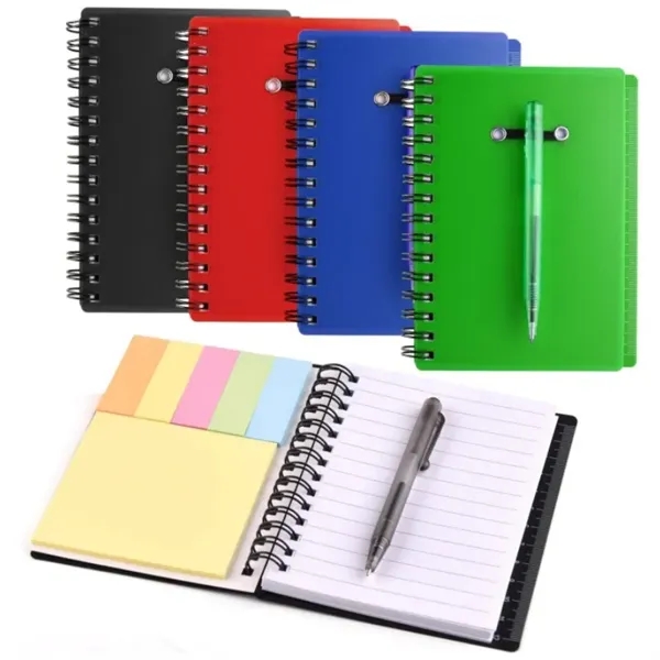 Pocket Spiral Ruler Notebook With Sticky Notes & Pen - Pocket Spiral Ruler Notebook With Sticky Notes & Pen - Image 0 of 4