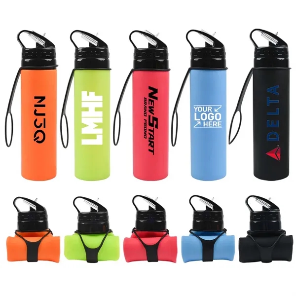 Silicone Foldable Water Bottles - Silicone Foldable Water Bottles - Image 0 of 5