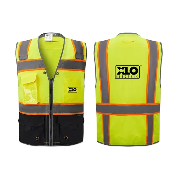 Deluxe ANSI Class 2 Safety Vest w/Reflective Piping/Black - Deluxe ANSI Class 2 Safety Vest w/Reflective Piping/Black - Image 0 of 1