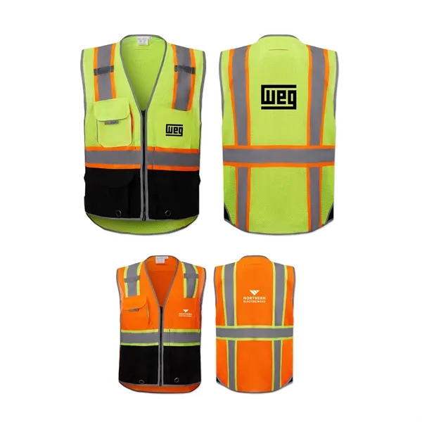 Deluxe Black Bottom Vest with iPad Pocket and D-Ring Pass - Deluxe Black Bottom Vest with iPad Pocket and D-Ring Pass - Image 0 of 5
