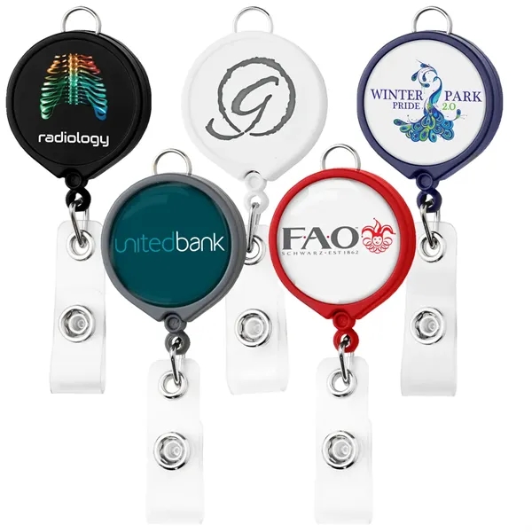 Custom Large Face Badge Reel w/Lanyard Attachement (opaque)