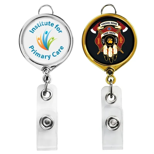 Chrome Large Face Badge Reel