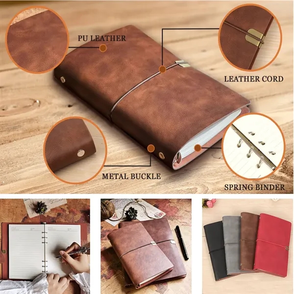 Vintage Lace Up A6 A5 B5 Soft Leather Live Leaf Notebook - Vintage Lace Up A6 A5 B5 Soft Leather Live Leaf Notebook - Image 2 of 4