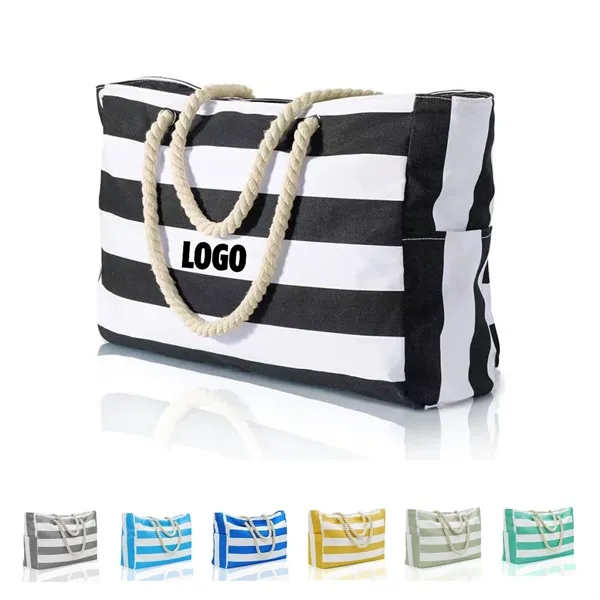 15 Oz Canvas Bag With Stripes - 15 Oz Canvas Bag With Stripes - Image 0 of 1