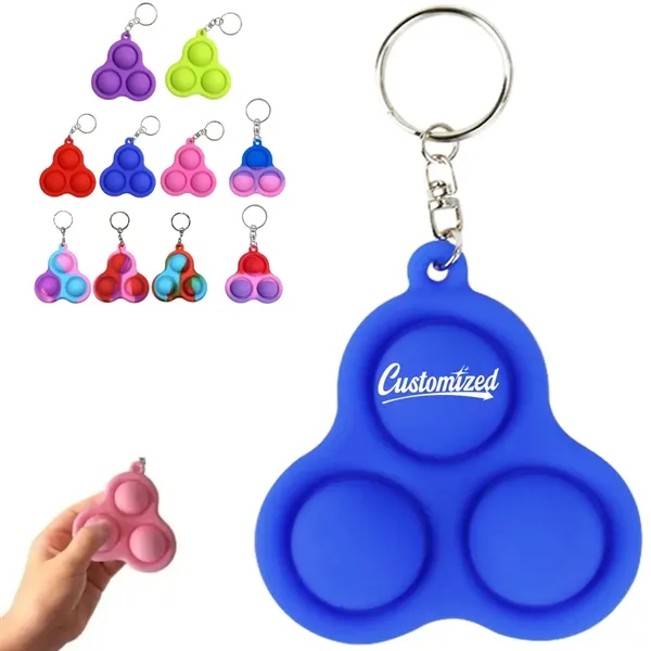 Silicone Pop Fidget Keychain Toy with Tri-Bubble Design - Silicone Pop Fidget Keychain Toy with Tri-Bubble Design - Image 0 of 5