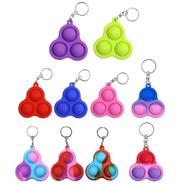 Silicone Pop Fidget Keychain Toy with Tri-Bubble Design - Silicone Pop Fidget Keychain Toy with Tri-Bubble Design - Image 2 of 5