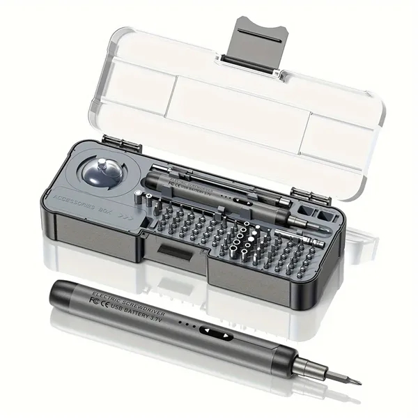 88 Piece Precision Mini Electric Silent Screwdriver Set - 88 Piece Precision Mini Electric Silent Screwdriver Set - Image 0 of 6