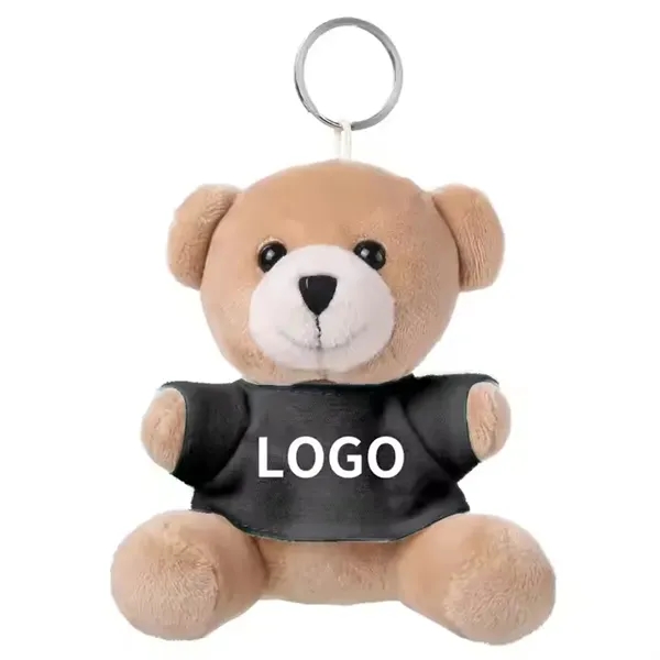 Happy Teddy Bear Keychain w/ Full-Color Logo on Shirt 3.9" - Happy Teddy Bear Keychain w/ Full-Color Logo on Shirt 3.9" - Image 3 of 4