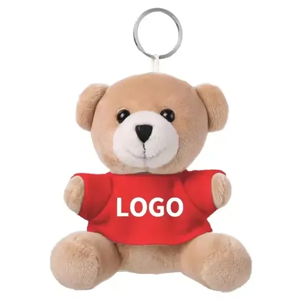 Happy Teddy Bear Keychain w/ Full-Color Logo on Shirt 3.9" - Happy Teddy Bear Keychain w/ Full-Color Logo on Shirt 3.9" - Image 4 of 4