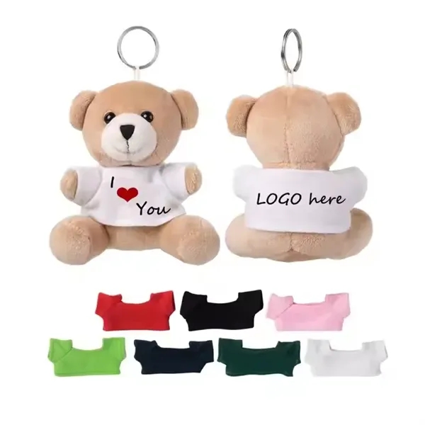 Happy Teddy Bear Keychain w/ Full-Color Logo on Shirt 3.9" - Happy Teddy Bear Keychain w/ Full-Color Logo on Shirt 3.9" - Image 2 of 4