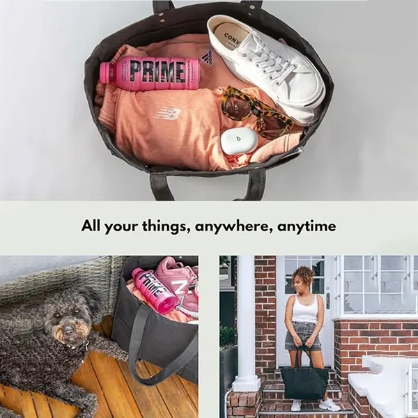 Large Canvas Tote Bag with 2 Front Pockets - Large Canvas Tote Bag with 2 Front Pockets - Image 2 of 4