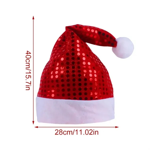 Sequin Christmas Santa Hat with Pom and Custom Logo Band - Sequin Christmas Santa Hat with Pom and Custom Logo Band - Image 1 of 5