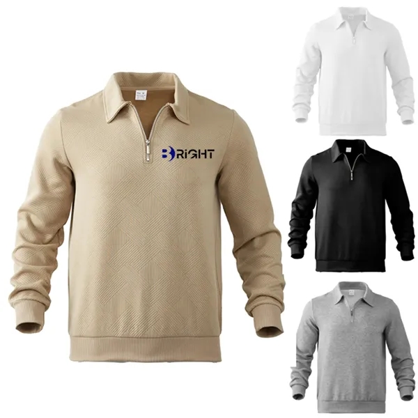 Unisex Cotton Quarter Zip Sweatshirt - Unisex Cotton Quarter Zip Sweatshirt - Image 0 of 5