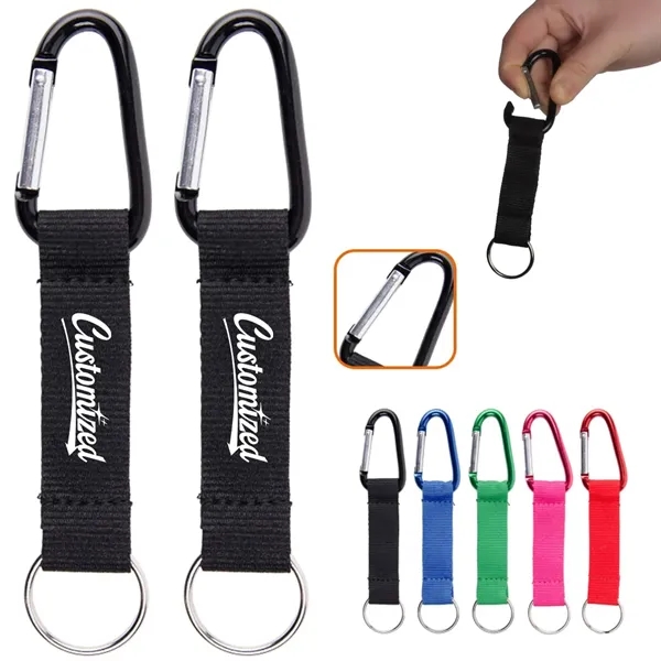 Custom Carabiner Keychain with Nylon Strap and Split Ring - Custom Carabiner Keychain with Nylon Strap and Split Ring - Image 0 of 5