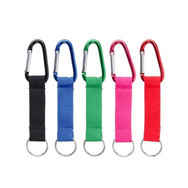 Custom Carabiner Keychain with Nylon Strap and Split Ring - Custom Carabiner Keychain with Nylon Strap and Split Ring - Image 2 of 5
