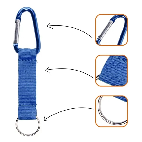 Custom Carabiner Keychain with Nylon Strap and Split Ring - Custom Carabiner Keychain with Nylon Strap and Split Ring - Image 3 of 5
