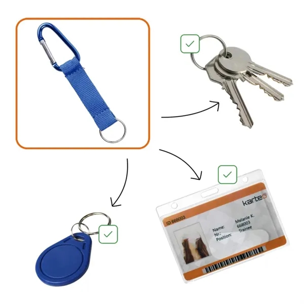 Custom Carabiner Keychain with Nylon Strap and Split Ring - Custom Carabiner Keychain with Nylon Strap and Split Ring - Image 4 of 5