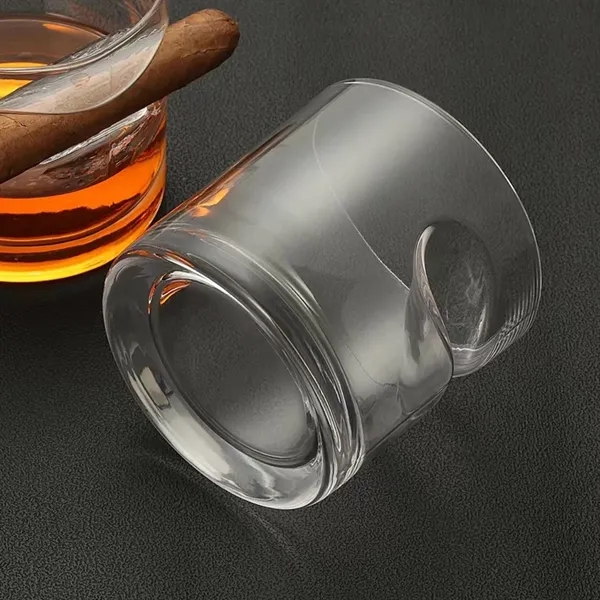 Square Retro Fashioned Whiskey Glass with Cigar Rest - Square Retro Fashioned Whiskey Glass with Cigar Rest - Image 2 of 4