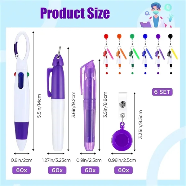 Nurse Pen Set Medical Retractable ID Buckle Badge Holder - Nurse Pen Set Medical Retractable ID Buckle Badge Holder - Image 3 of 4