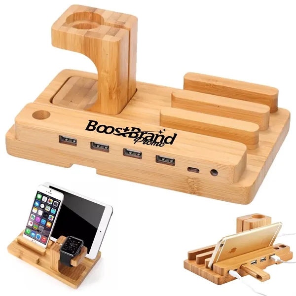 Bamboo Multi-Device Charging Dock & Organizer - Bamboo Multi-Device Charging Dock & Organizer - Image 0 of 3