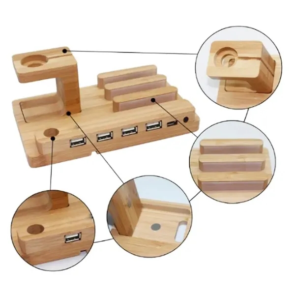 Bamboo Multi-Device Charging Dock & Organizer - Bamboo Multi-Device Charging Dock & Organizer - Image 2 of 3