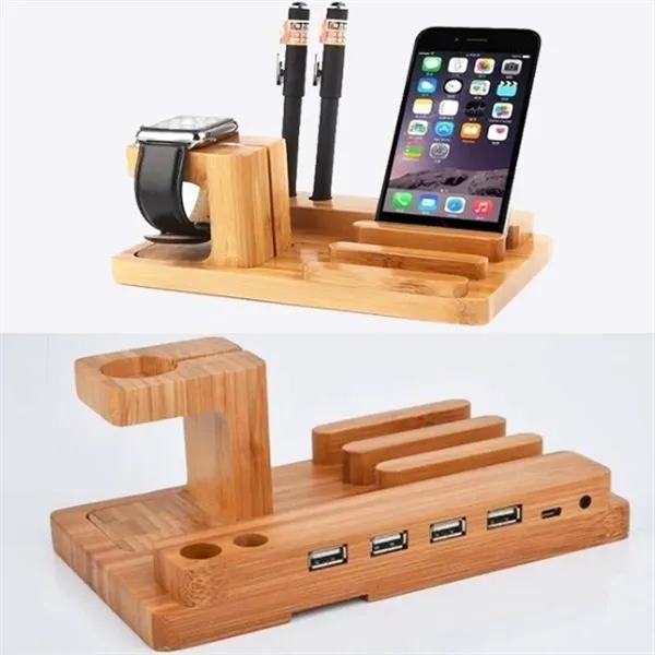 Bamboo Multi-Device Charging Dock & Organizer - Bamboo Multi-Device Charging Dock & Organizer - Image 3 of 3