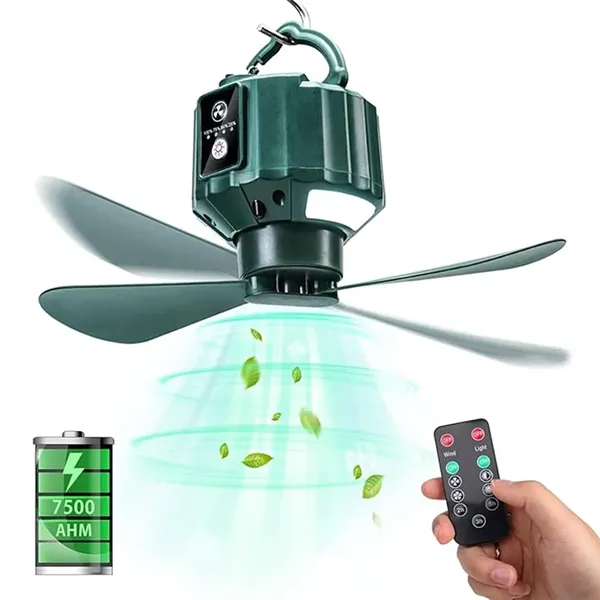 Portable Ceiling Fan: Remote, Power Bank, Camping Hook - Portable Ceiling Fan: Remote, Power Bank, Camping Hook - Image 0 of 3