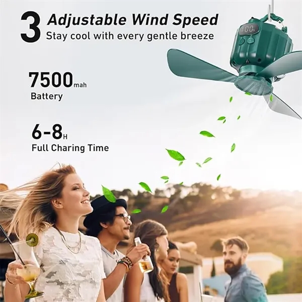 Portable Ceiling Fan: Remote, Power Bank, Camping Hook - Portable Ceiling Fan: Remote, Power Bank, Camping Hook - Image 2 of 3