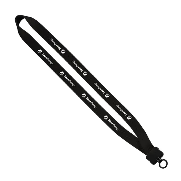 Custom 3/4" Smooth Nylon Lanyard with Plastic Clamshell & O-Ring