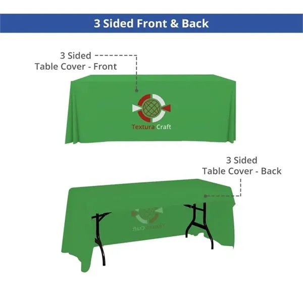 Premium Full Color Table Covers & Throws - 3 sided 6' x 2.5' - Premium Full Color Table Covers & Throws - 3 sided 6' x 2.5' - Image 3 of 7