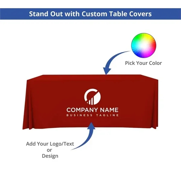 Premium Full Color Table Covers & Throws - 3 sided 6' x 2.5' - Premium Full Color Table Covers & Throws - 3 sided 6' x 2.5' - Image 4 of 7