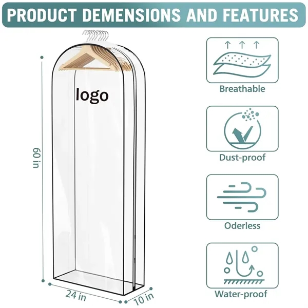 60 in Clear Garment Bag for Hanging Clothes - 60 in Clear Garment Bag for Hanging Clothes - Image 1 of 5