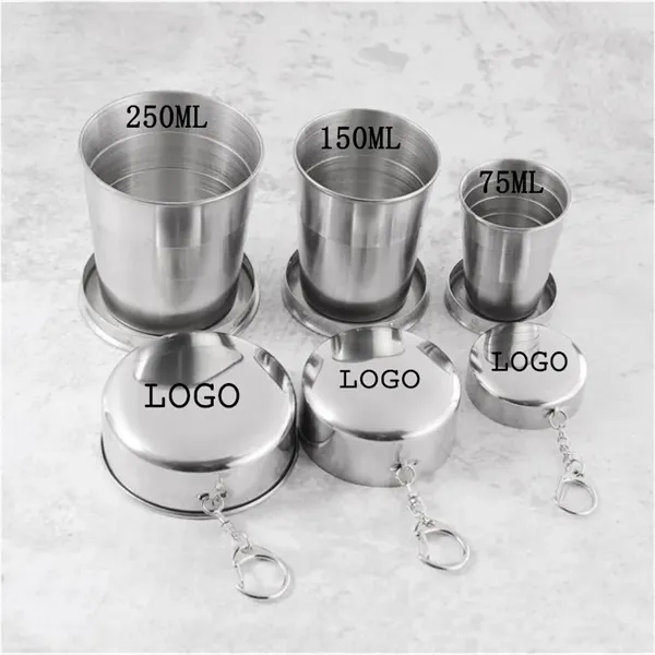 150ML Stainless Steel Telescopic Folding Mug With Keychain - 150ML Stainless Steel Telescopic Folding Mug With Keychain - Image 0 of 1