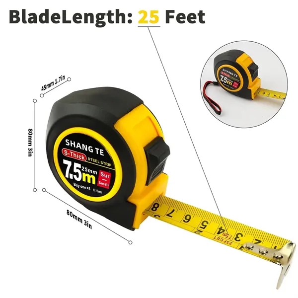 25ft 33 ft Steel Measuring Tape Retractable - 25ft 33 ft Steel Measuring Tape Retractable - Image 1 of 8
