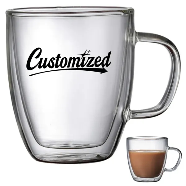 Double Wall Insulated Glass Coffee Mug with Handle - Double Wall Insulated Glass Coffee Mug with Handle - Image 0 of 4