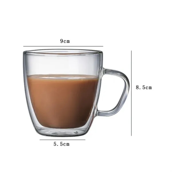 Double Wall Insulated Glass Coffee Mug with Handle - Double Wall Insulated Glass Coffee Mug with Handle - Image 1 of 4