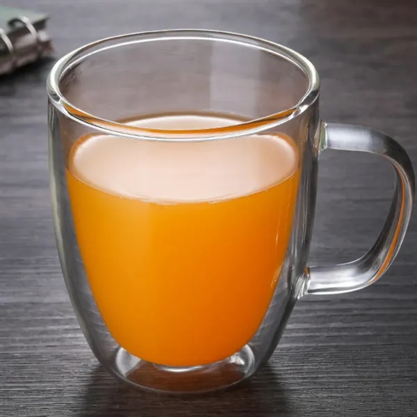 Double Wall Insulated Glass Coffee Mug with Handle - Double Wall Insulated Glass Coffee Mug with Handle - Image 3 of 4