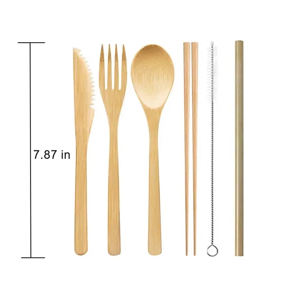 Sustainable Thick Eco-Friendly Bamboo Cutlery Set - Sustainable Thick Eco-Friendly Bamboo Cutlery Set - Image 3 of 4