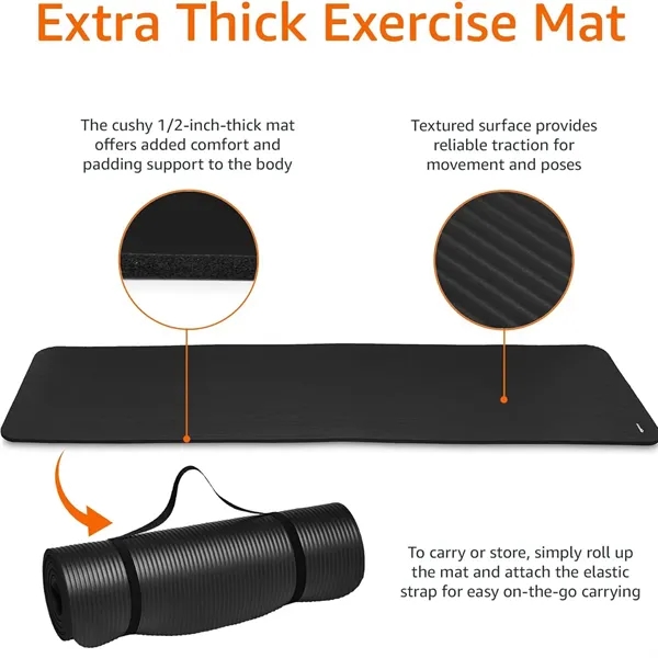Extra Thick Exercise Yoga Mat with Carrying Strap - Extra Thick Exercise Yoga Mat with Carrying Strap - Image 2 of 4